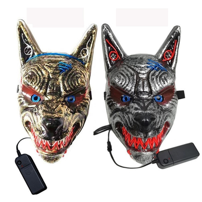 Serigala Hewan Menakutkan Halloween LED Masker Wajah Untuk Pria Wanita Bersinar Dalam Gelap