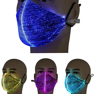 Masker Wajah Rave LED Bercahaya Multi Warna Menyala Berkedip Di Malam Hari