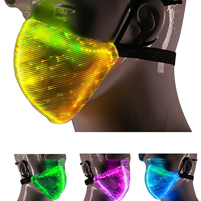 Masker Wajah LED Light Up 7 Warna Lampu USB Isi Ulang Bersinar Dalam Gelap