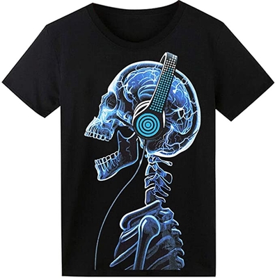 Kaos LED Musik Menyala Dengan Kerangka Pola Sablon Sutra