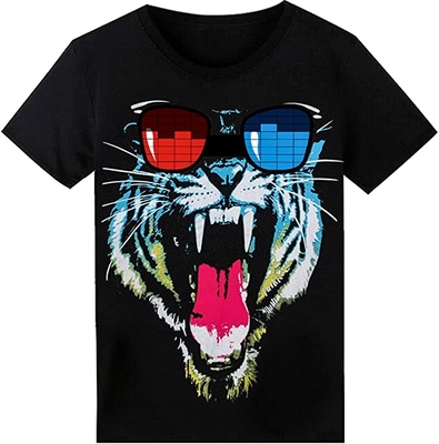 T Shirt LED Berkedip Sensor Suara Dengan Pencetakan Fashion Untuk Dewasa