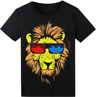 Kontrol Suara LED Light Up T Shirt 100% Katun Bisa Dicuci Untuk Pasangan