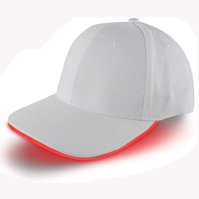Topi Bisbol LED Bercahaya Dengan Lampu Merah Warna Putih
