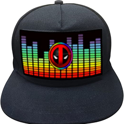 Kontrol Suara Topi Bisbol LED Animasi Topi Bercahaya Dapat Disesuaikan