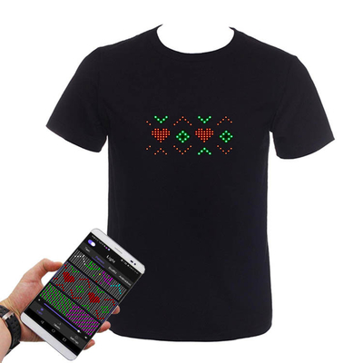 Bluetooth Smart LED Lighting T Shirt Kontrol Aplikasi Seluler Kata yang Dapat Diprogram