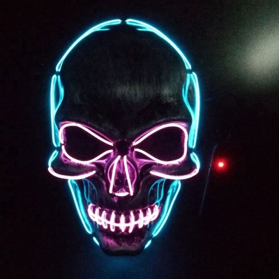 Light Up EL Wire Halloween Masker Wajah LED DC3V 10 Warna Opsional