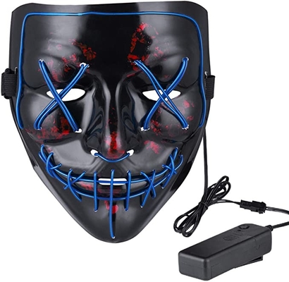 Scary Halloween LED Face Mask Purge Light Up Masker PVC Untuk Dewasa
