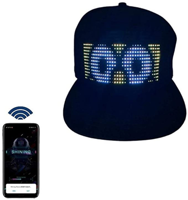 Pola Teks DIY yang Dapat Diprogram Bluetooth LED Hat App Control Tampilan Ajaib Topi LED