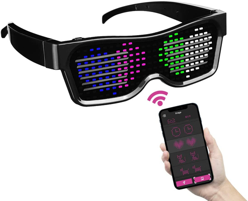 USB Rechargeable Programmable Led Glasses Teks Graffiti Animation Music Rhythm Modes