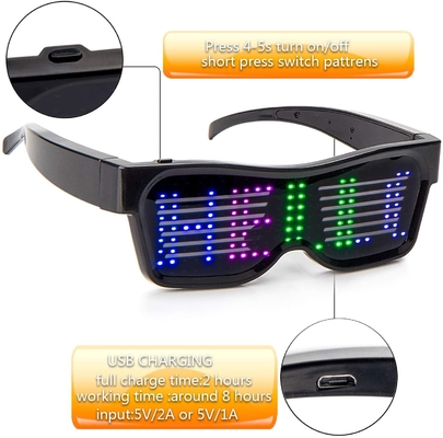 USB Rechargeable Programmable Led Glasses Teks Graffiti Animation Music Rhythm Modes