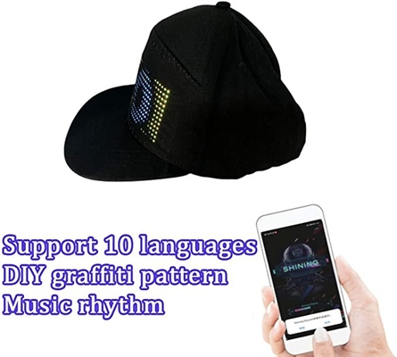 Pola Teks DIY yang Dapat Diprogram Bluetooth LED Hat App Control Tampilan Ajaib Topi LED