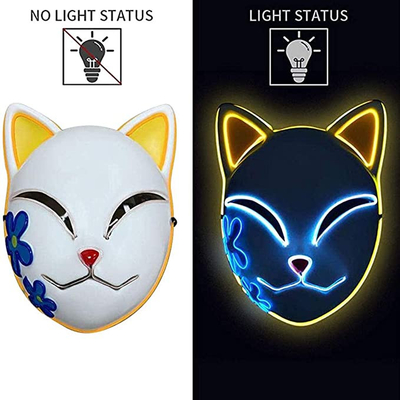 Halloween Demon Slayer Anime Jepang LED Masker Wajah Menyala Untuk Cosplay