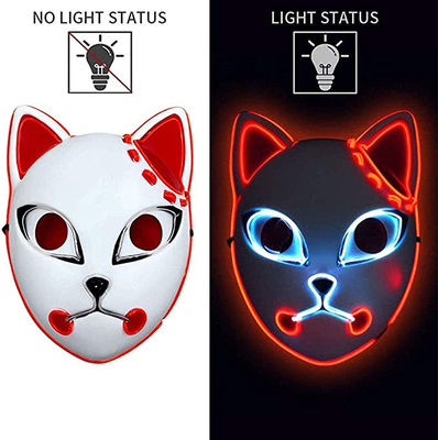 Halloween Demon Slayer Anime Jepang LED Masker Wajah Menyala Untuk Cosplay