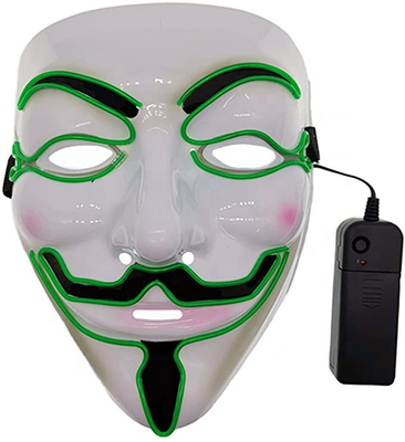Hacker Halloween Masker Wajah LED Bercahaya Berkedip Untuk Kostum Cosplay