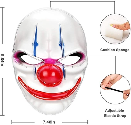 Badut Menakutkan Halloween Masker Wajah LED Dapat Disesuaikan 3 Mode Berkedip