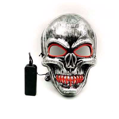 Skull Scary Light Up Halloween Masker Wajah LED Dapat Disesuaikan Untuk Orang Dewasa