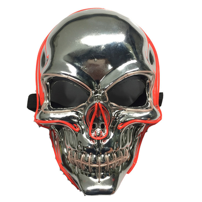 Halloween Scary Skeleton Light Up Masker Wajah Penuh Bersinar Dalam Gelap Dewasa Emas