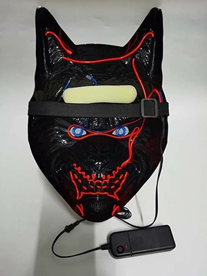 Serigala Hewan Menakutkan Halloween LED Masker Wajah Untuk Pria Wanita Bersinar Dalam Gelap