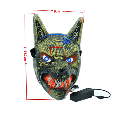 Serigala Hewan Menakutkan Halloween LED Masker Wajah Untuk Pria Wanita Bersinar Dalam Gelap
