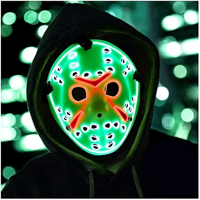 Jason Horror Halloween LED Cosplay Masker Wajah Untuk Masquerade