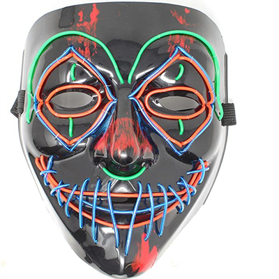 Masker Wajah LED Multi Warna Halloween Menakutkan Bercahaya Dalam Gelap