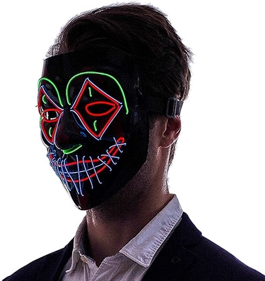 Masker Wajah LED Multi Warna Halloween Menakutkan Bercahaya Dalam Gelap
