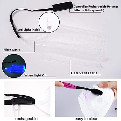Masker Wajah LED Light Up 7 Warna Lampu USB Isi Ulang Bersinar Dalam Gelap