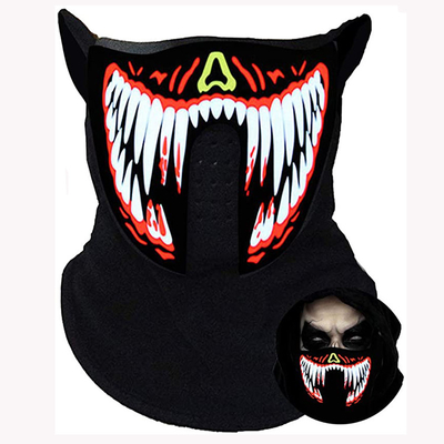 Voice Light Up Led Mask Wajah Merah Seram Untuk Pesta DJ Halloween