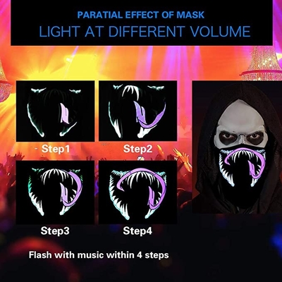 Rave Voice LED Masker Wajah Suara Reaktif Venom Design