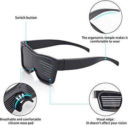 USB Rechargeable Programmable Led Glasses Teks Graffiti Animation Music Rhythm Modes