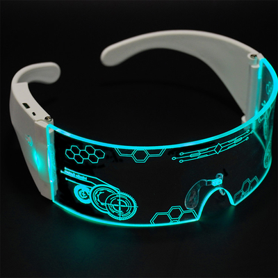 Kacamata Visor LED Bercahaya Bingkai Isi Ulang USB Dapat Dilipat Untuk Pesta Rave