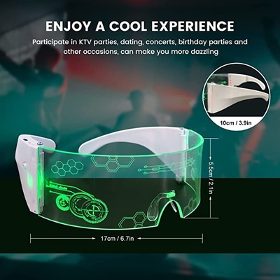 Kacamata Visor LED Bercahaya Bingkai Isi Ulang USB Dapat Dilipat Untuk Pesta Rave