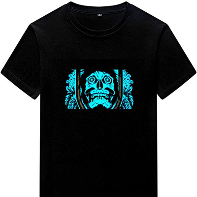 Kontrol Audio Lampu LED T Shirt Musik Nirkabel Berkedip Hitam