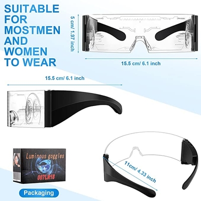 Kacamata Visor Cyberpunk Light Up LED Gaya Futuristik Isi Ulang