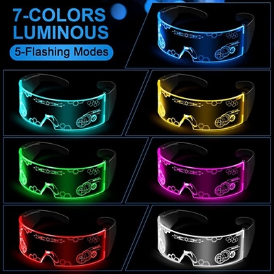 Kacamata Visor Cyberpunk Light Up LED Gaya Futuristik Isi Ulang