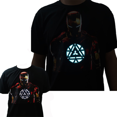 EL Light Emitting LED Lighting T Shirt Pakaian Bercahaya Lembut
