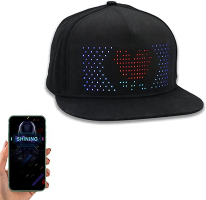 Topi LED Bluetooth Multi Bahasa RGB Pengeditan Warna-warni Teks Gambar Musik Gambar