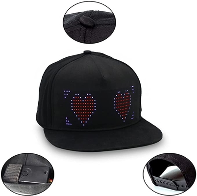 Topi LED Bluetooth Multi Bahasa RGB Pengeditan Warna-warni Teks Gambar Musik Gambar