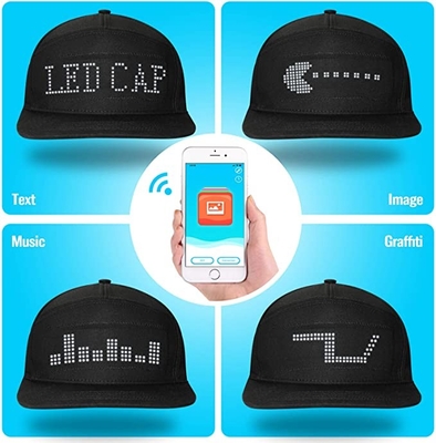Pesan Tampilan Topi LED Bluetooth yang Dapat Diprogram Topi Keren yang Dapat Diedit