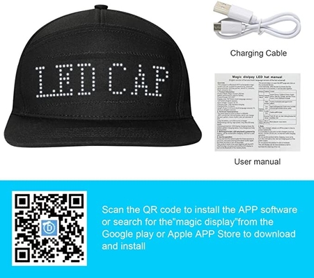Pesan Tampilan Topi LED Bluetooth yang Dapat Diprogram Topi Keren yang Dapat Diedit
