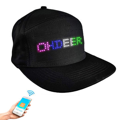 Mengedit Topi Tampilan LED Dengan Kontrol Aplikasi Bluetooth Hitam Isi Ulang