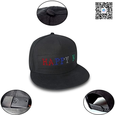 Mengedit Topi Tampilan LED Dengan Kontrol Aplikasi Bluetooth Hitam Isi Ulang