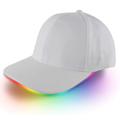 Topi Bisbol LED Menyala Multi Warna Strip Velcro yang Dapat Disesuaikan
