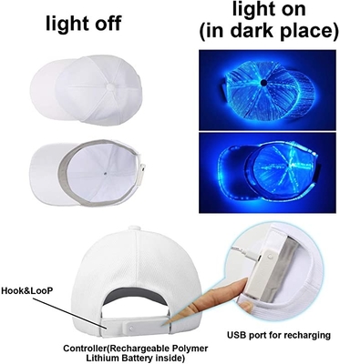 Luminous Glowing Lights White LED Baseball Caps Dengan 7 Warna
