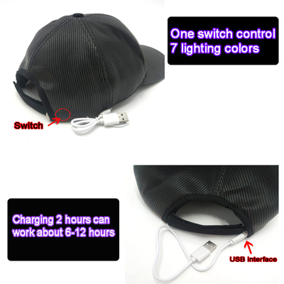 Topi Bisbol LED Bercahaya Dengan 7 Warna Pengisian USB Ringan