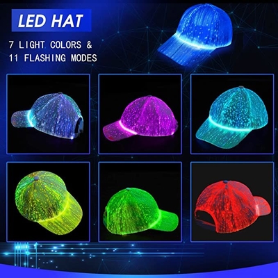 Topi Bisbol LED Bercahaya Dengan 7 Warna Pengisian USB Ringan