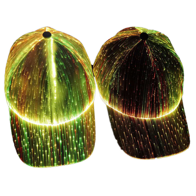 Fiber Optic Luminous Baseball Caps 7 Warna Glowing Caps Dapat Disesuaikan