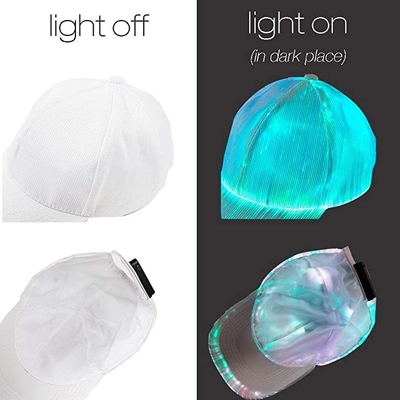Fiber Optic Luminous Baseball Caps 7 Warna Glowing Caps Dapat Disesuaikan