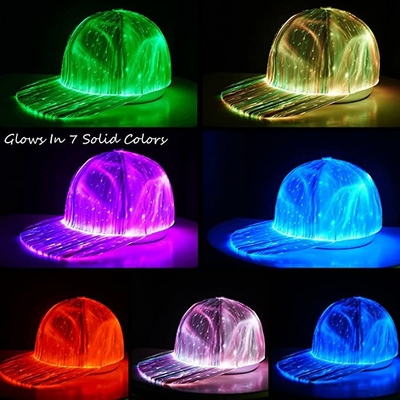 Fiber Optic Luminous Baseball Caps 7 Warna Glowing Caps Dapat Disesuaikan