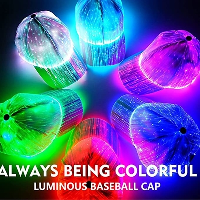 Beberapa LED Glowing Hats Fiber Optic Flashing Caps Isi Ulang USB
